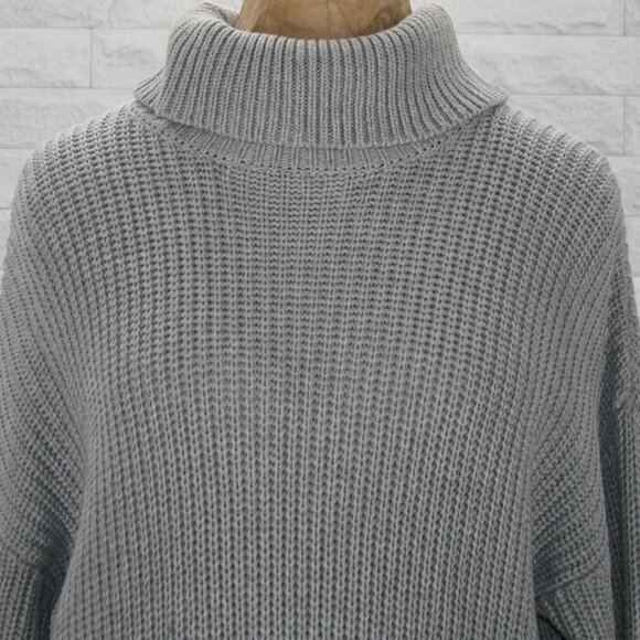 LOVERS & FRIENDS Sweater Dress Turtleneck Knit Neutral Chunky Gray XS - Picture 2 of 12